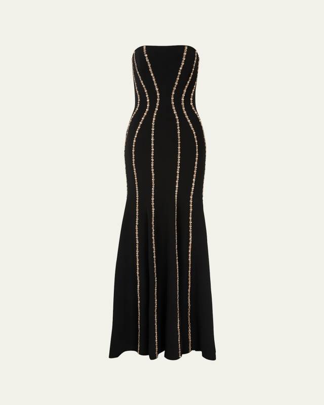 Dash Crystal Strapless Crepe Mermaid Gown